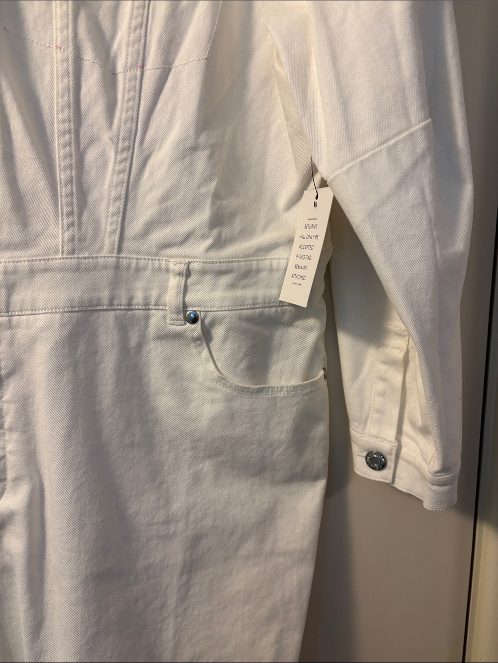 NWT - Eloquii Off-White Denim Dress with Snap Front - Picture 3 of 6
